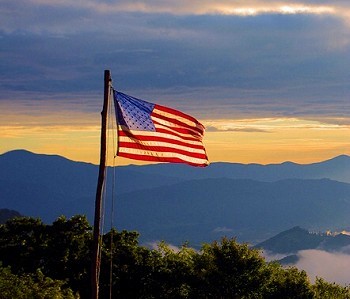 US flag in the NC mountains
